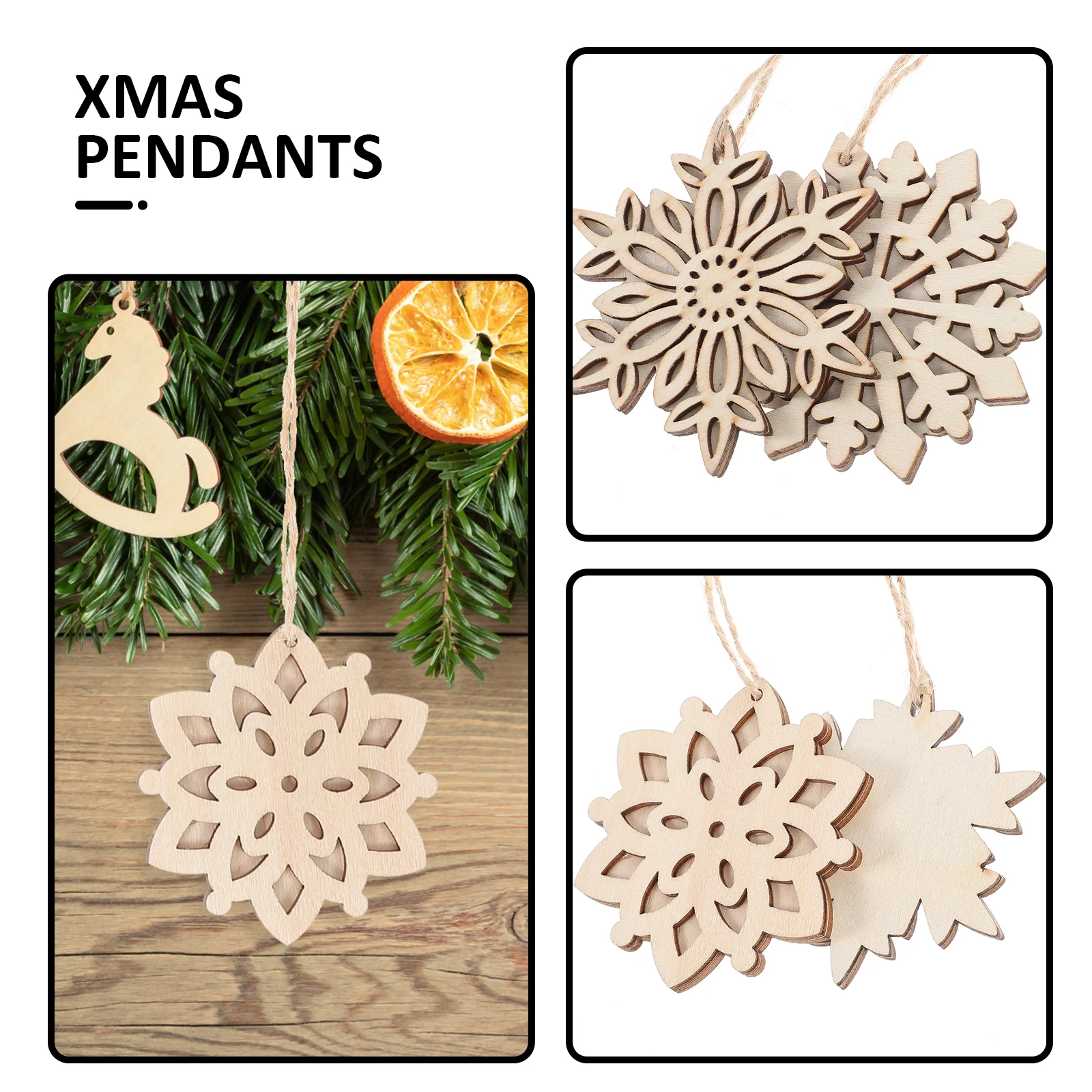 

10 Pcs Xmas Tree Decorations Christmas Wood Pendant Crafts Blank Pendants Painting