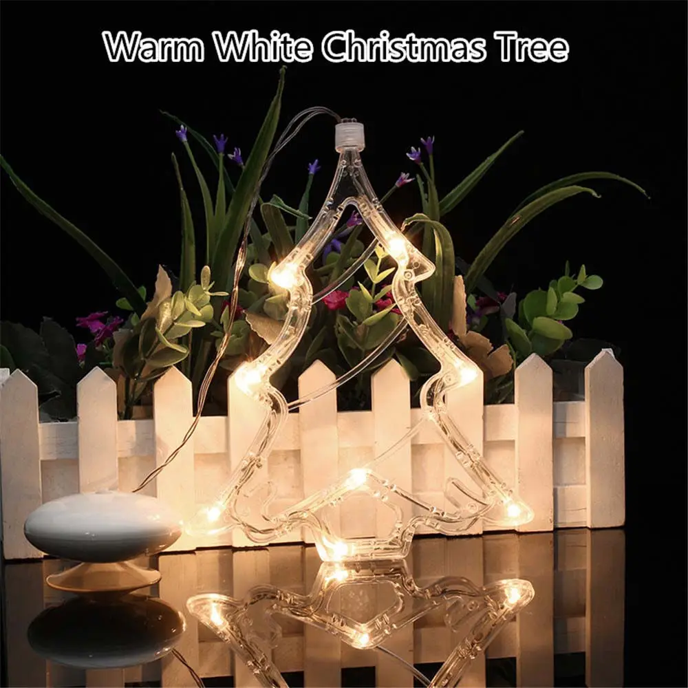 8 LED Window Hanging Light with Suction Cup for Glass Indoor Decoration Christmas New Year Eve Wedding Festival Warm White
