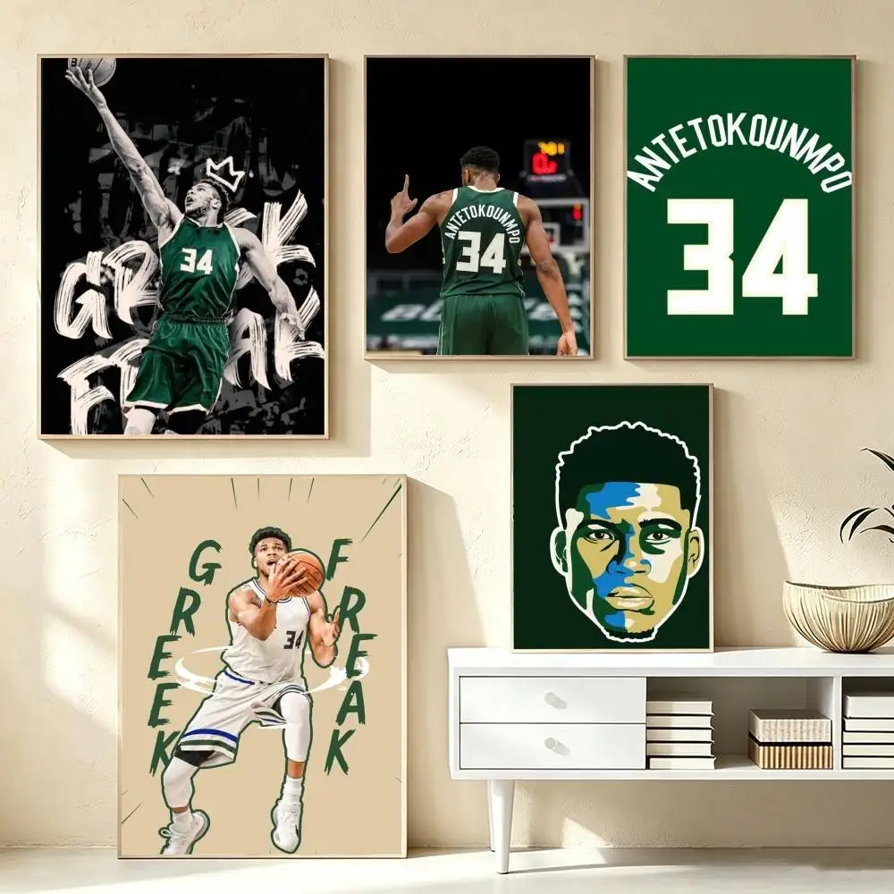 Giannis Antetokounmpo 34  Poster High Quality Dorm Living Room Aesthetic Wall Decoration Painting Stickers Gift