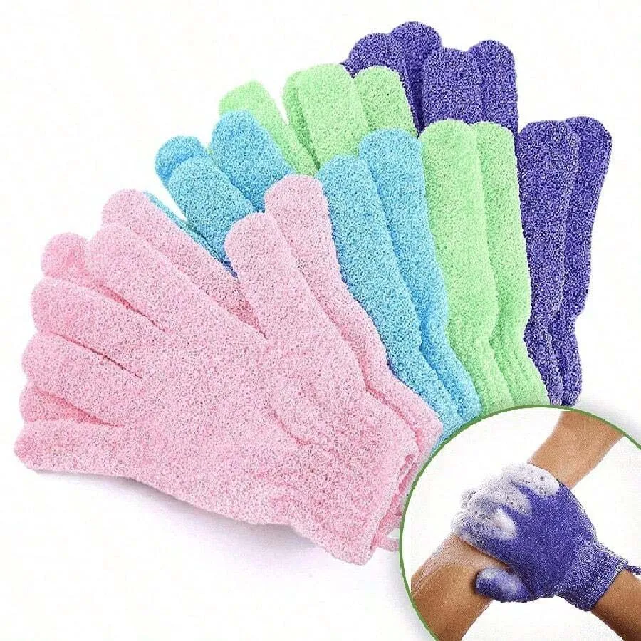 2pcs/6pcs/12pcs Reversible Exfoliating Shower Gloves, Body Scrub Gloves, ,Cleansing Tools Bath Towel Bath Products Back Scrub