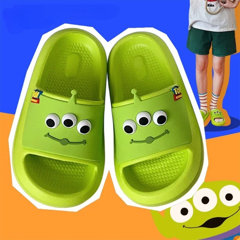 Disney Toy Story Alien Slippers Cute Cartoon Summer Soft Sole Slipper Women Man Bath Flip Flops EVA Non-slip Casual Shoes Sandal