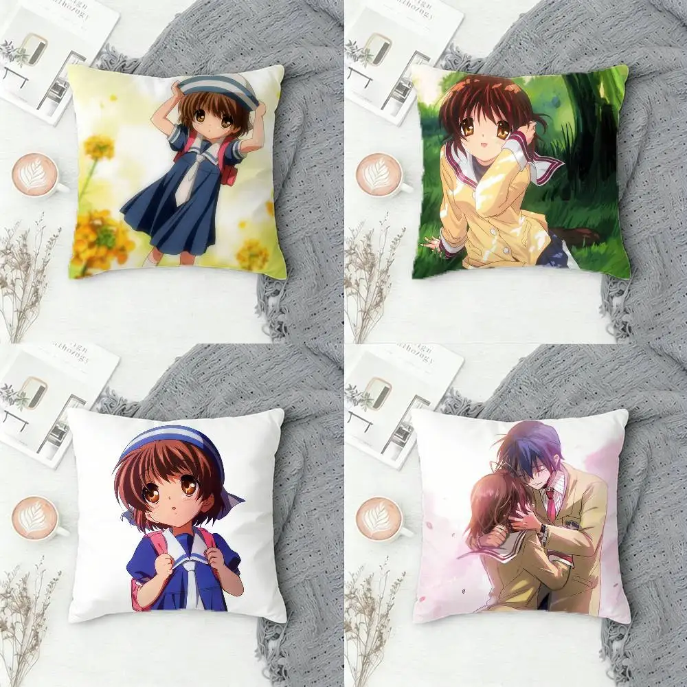 

C-CLANNAD After Story Key Anime Double-sided Printed Square Pillow Cover Decorative Cushion Cover for Sofa Bedroom Bedside