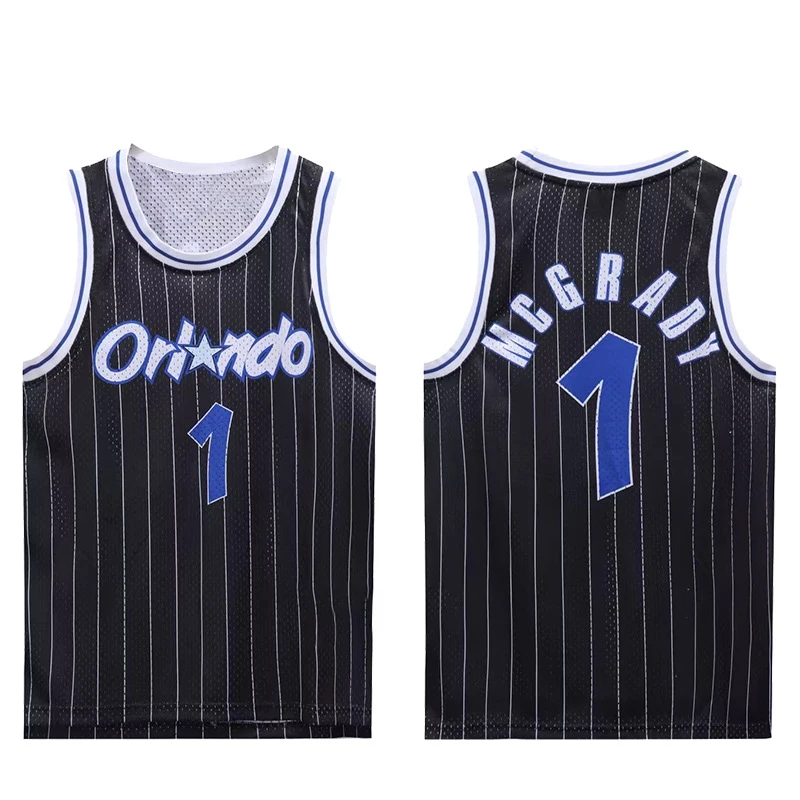 Latest Summer Specials Hot Team Magic Black and Blue No. 1 Mesh Vest Basketball Shirt Comfortable, Fast Drying and Breathable