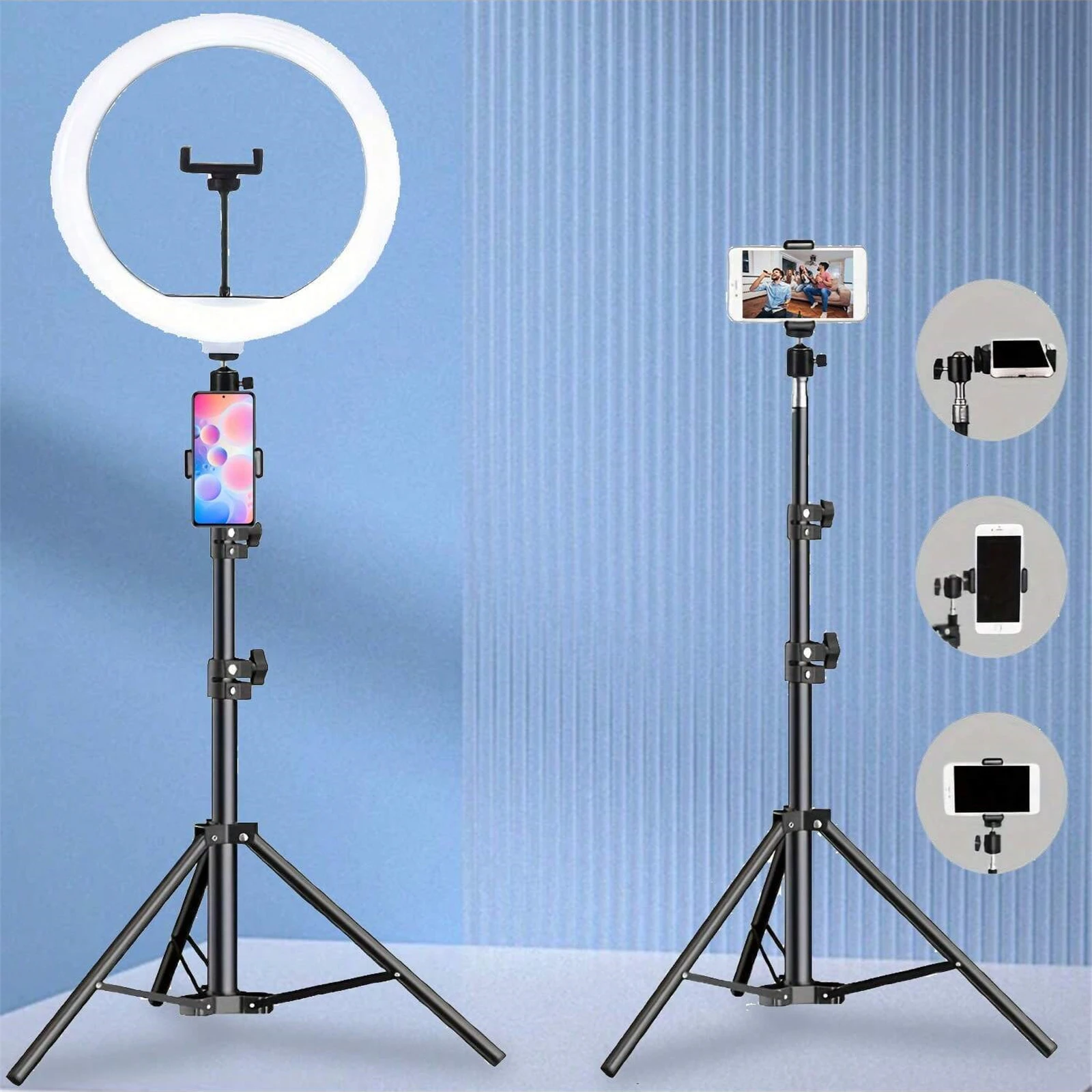 Aro de Luz LED para Selfies de 10 Pulgadas (26 cm), Anillo de Luz para Fotografía y Video, Soporte para Teléfono, Trípode, Luz de Relleno, Lámpara Regulable, Trípode para Transmisión en Vivo