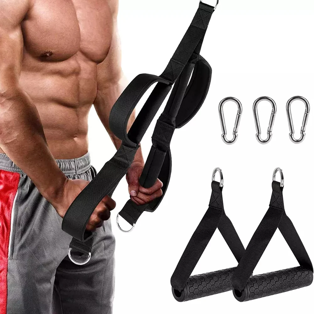 Tricep Pull Down Rope Cable Attachment With 2 Pcs Adjustable Handle Grips Gym Home Fitness Resistance Bands Workout Equipment