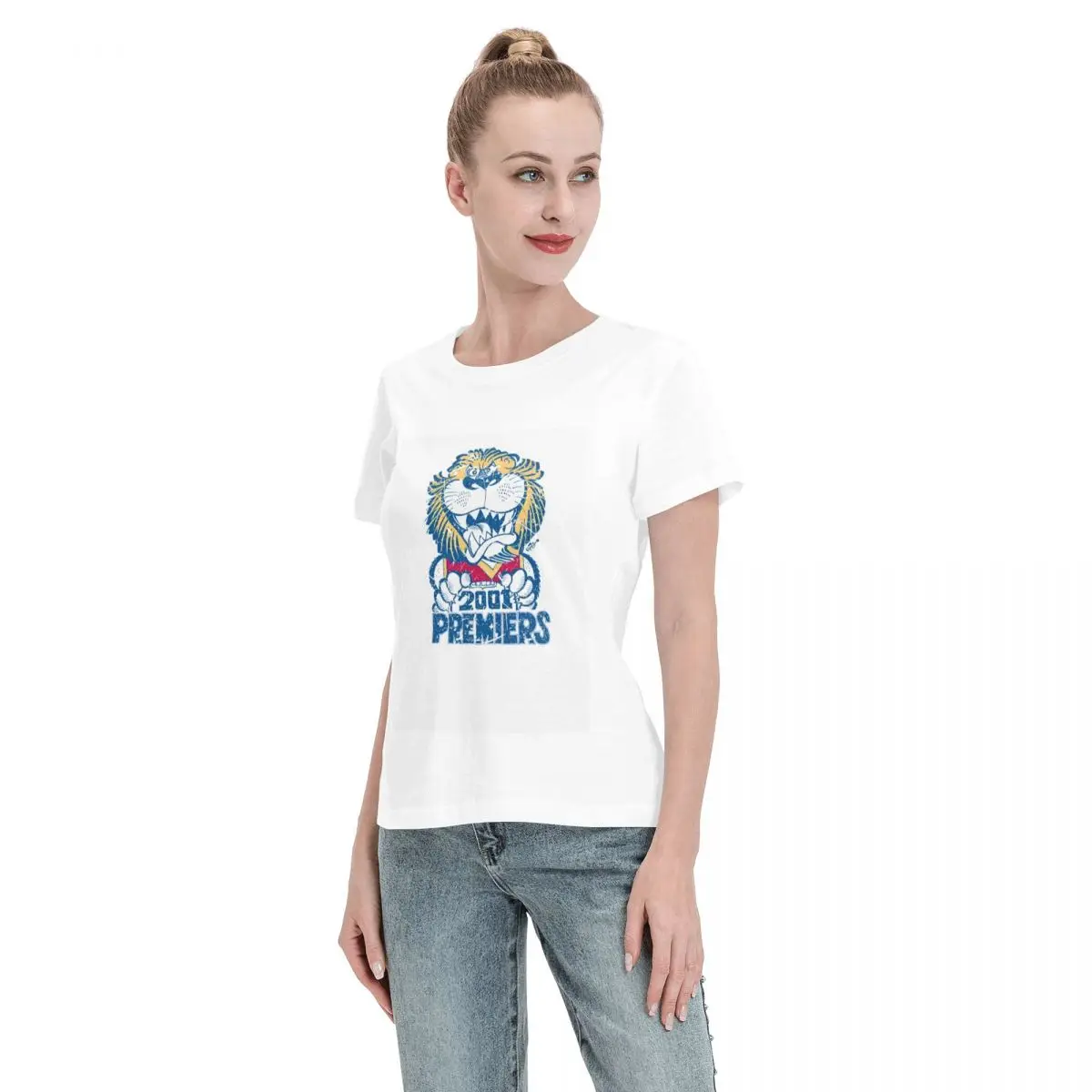 T-shirt de manga curta para mulher, t-shirt casual com gola redonda, feita de algodão, para uso ao ar livre