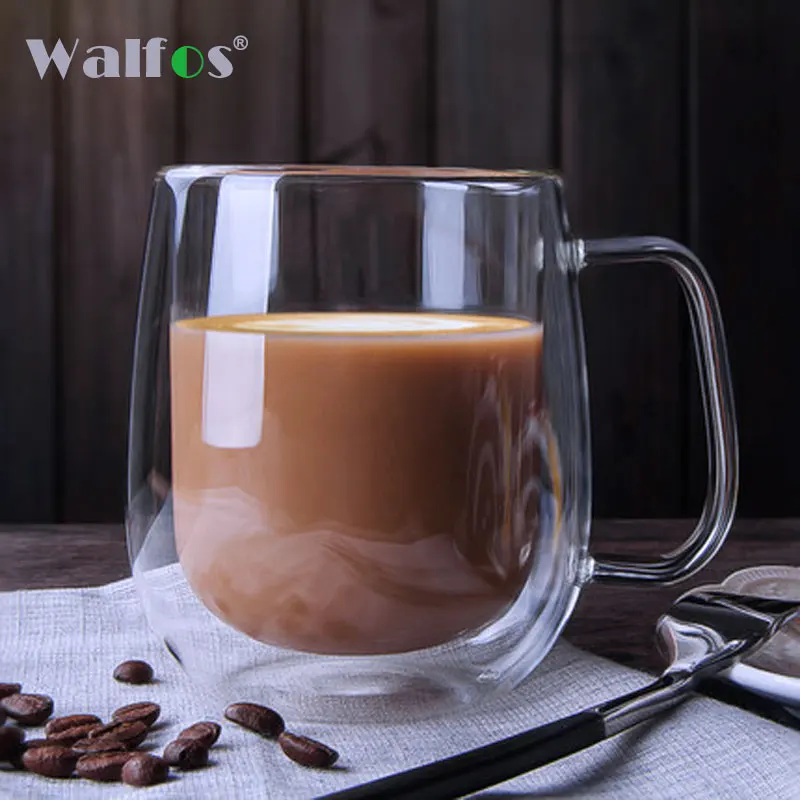 Walfos 1Pcs 250ml Coffee Cups Tea Set Mugs Handmade Creative Beer Drink a Mug of Office Mug Transparent Drinkware Kitchen Tools