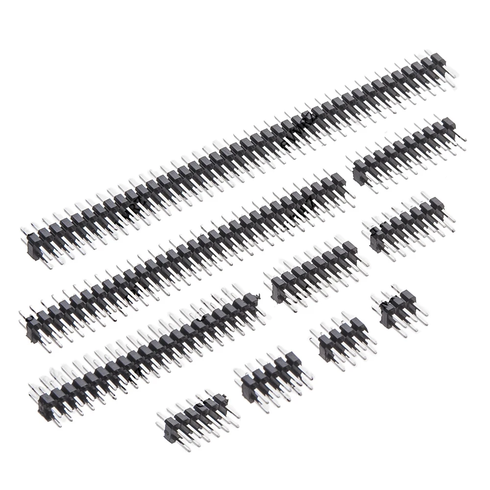 10PCS/Lot 2*2/3/4/5/6/7/8/10/12 2mm Double Row Pin Header Strip Connector Gold-plated Copper 2.0mm Male Header Pins 14/15/20/40P