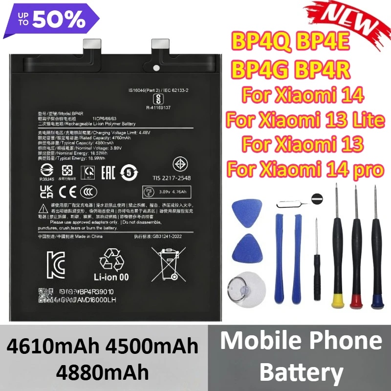 

BP4Q BP4E BP4G BP4R 4610mAh 4500mAh 4880mAh for Xiaomi 14 13 Lite 13 14 Pro Phone Battery