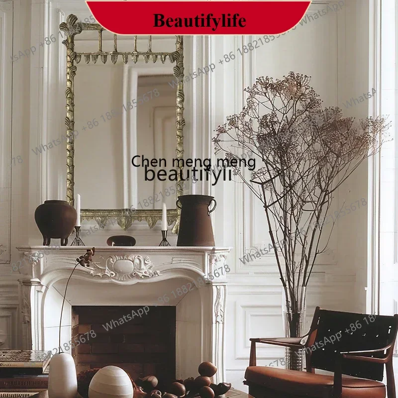 

D178 French retro dressing mirror, full-length mirror, wall-mounted decorative mirror, living room entrance, wrought iron