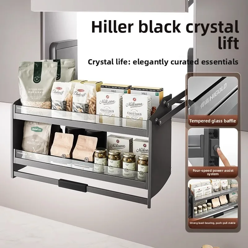 

Kitchen Drop-down, Basket Hanging Cabinet Lift Basket Rack, Double Upper Cabinet