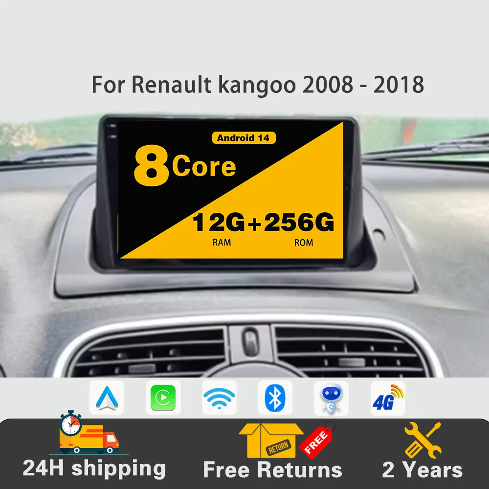 

For Renault kangoo 2008 - 2018 Car Radio Android 14 Multimedia Video Player GPS Carplay Android Auto NO 2DIN DVD Head Unit 4G BT