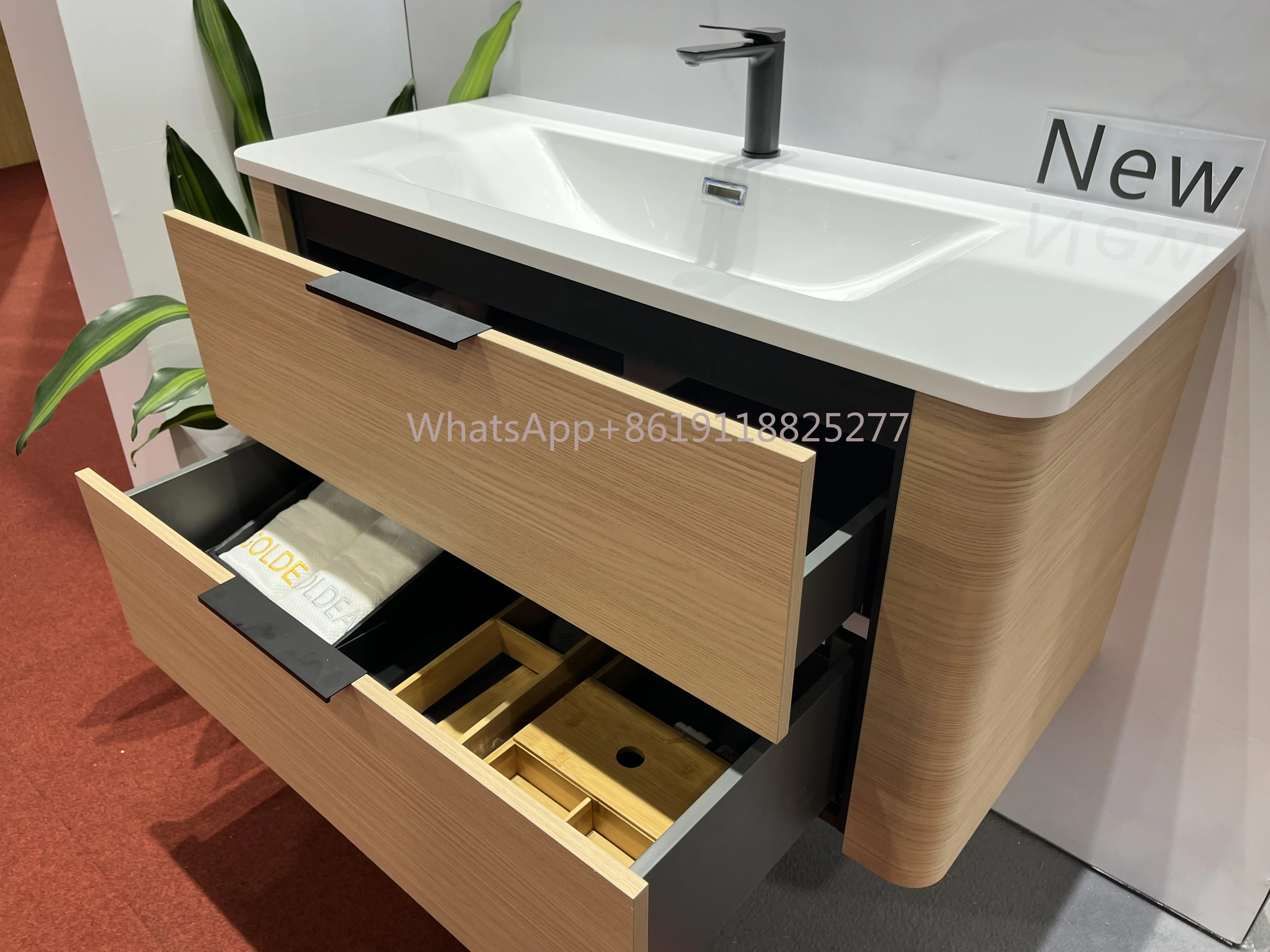 2024 Arc design PVC thermoform bathroom cabinet Light luxury Goldea canton fair exhibits