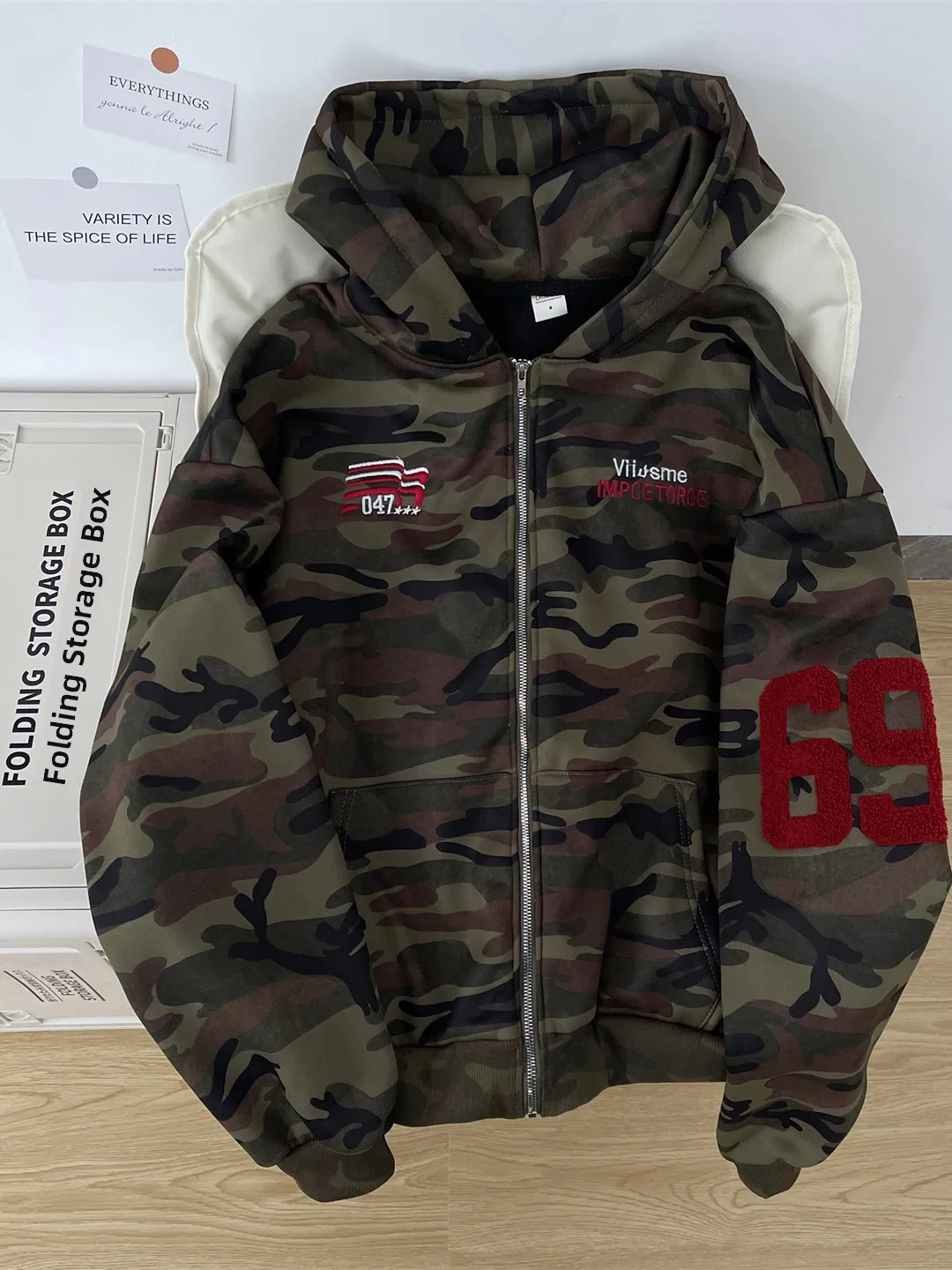 

Толстовка с камуфляжной вышивкой Thiened Fce, теплая зимняя куртка в американском ретро-стиле, уличная одежда для пар, длинная, на молнии