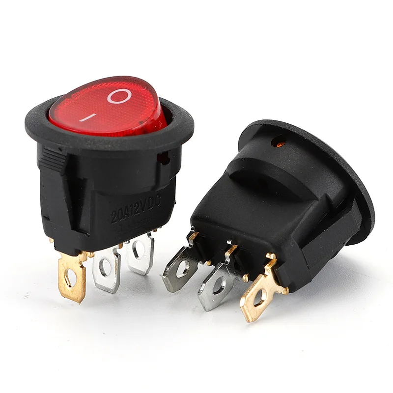 Promotion!10pcs Red Light ON-OFF SPST Round Rocker Switch 6A/250V 10A/125V AC
