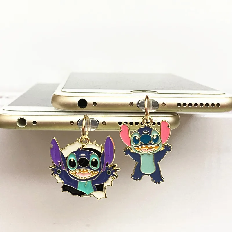 MINISO Stitch-enchufe antipolvo para teléfono, protectores de puerto de carga para iPhone, Samsung, Xiaomi, Huawei, tipo C, Android, Metal