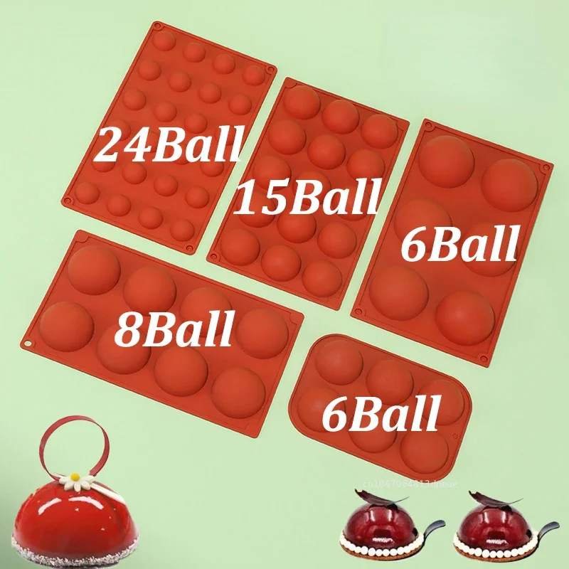 24/15/6 holes Semi Sphere Silicone Chocolate Mold Half Ball Cake Tray Silicon Dome Baking Moulds Pudding Candy Jelly DIY Tool