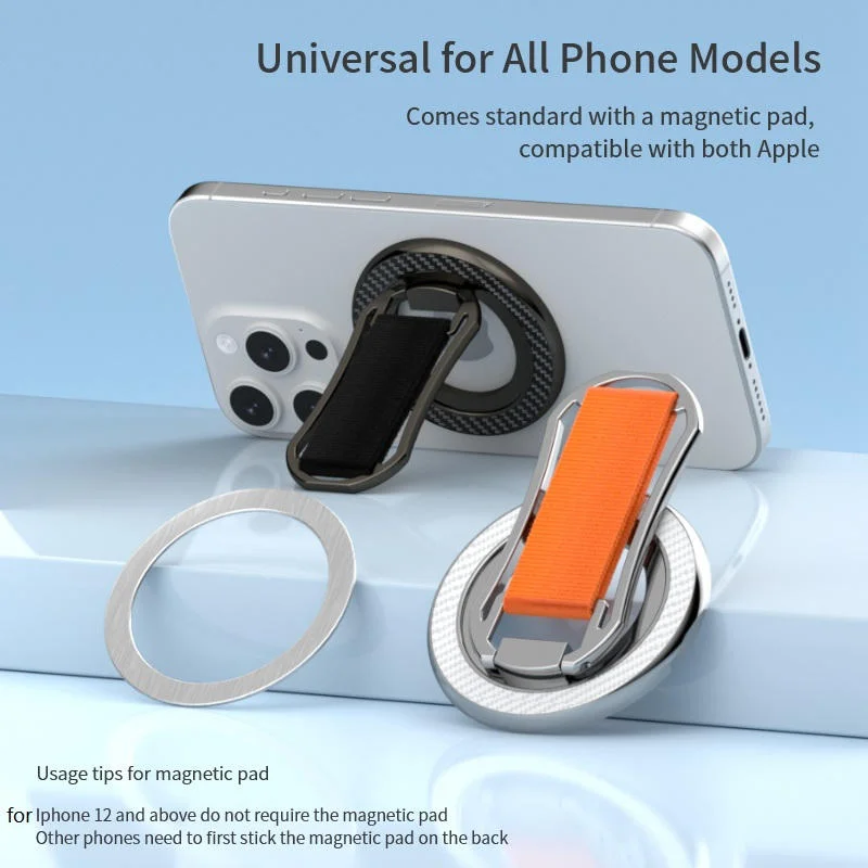 Magnetic Phone Ring Holder Foldable 360° Rotating - Strong N52 Magnet for iPhone 16/15 Pro Samsung S24, Universal Phone Stand