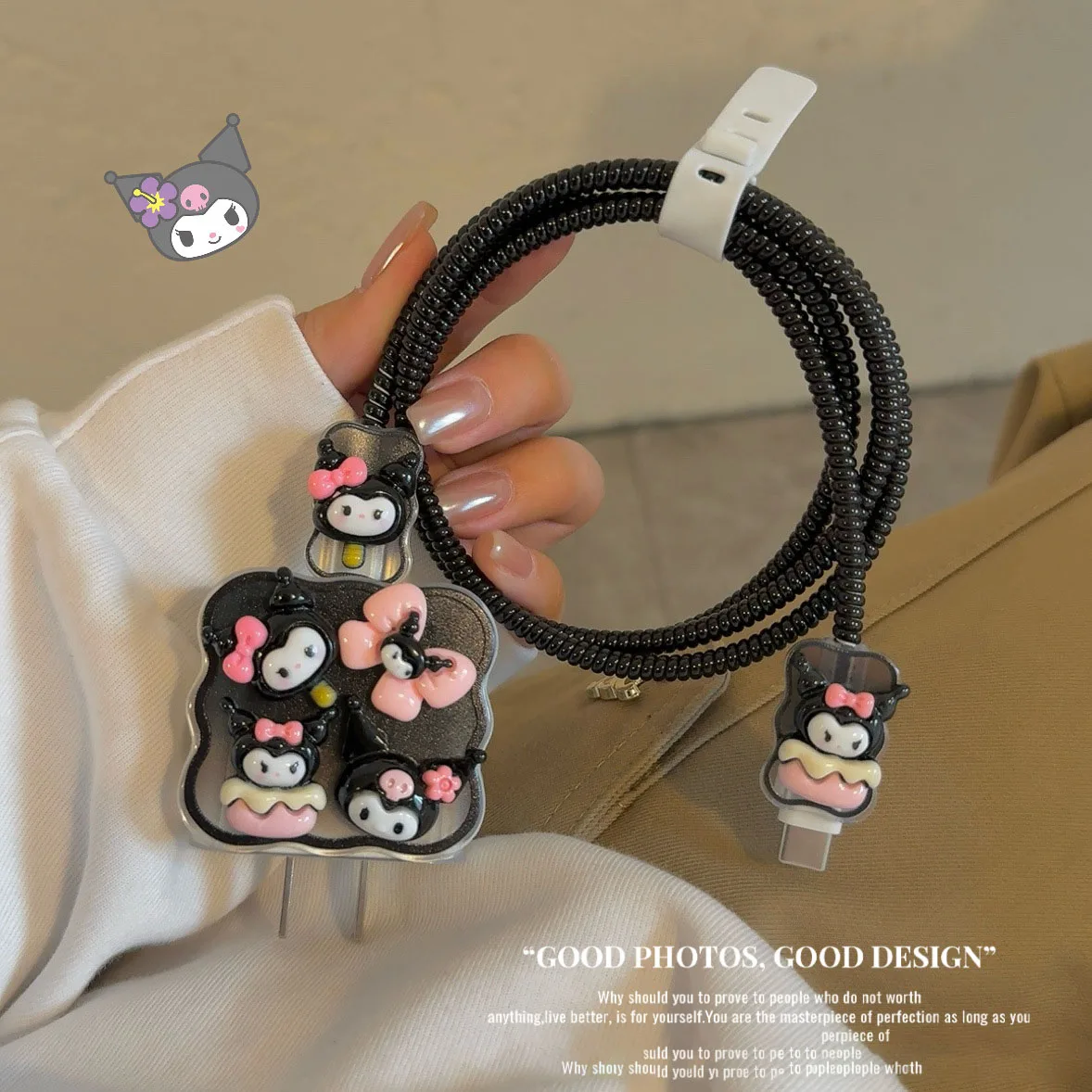 4 stks/set Sanrio Kuromi Datakabel Beschermhoes 18/20 W voor Iphone 15 14 Cartoon Anti-breuk Oplader beschermhoes