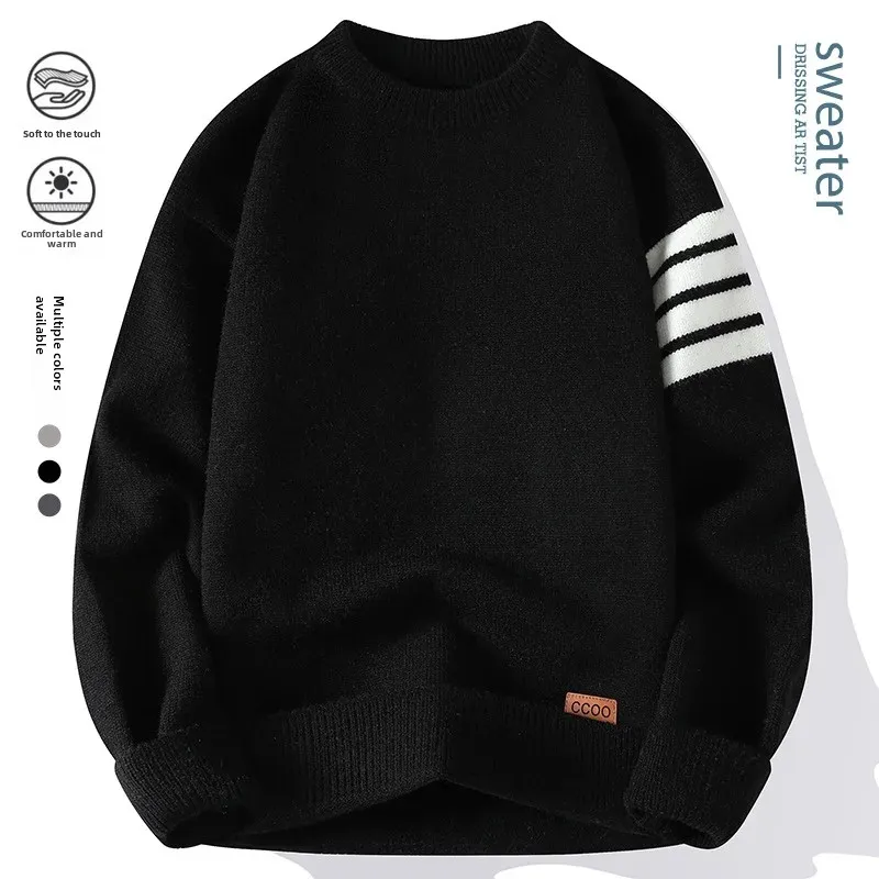 Casual Knitted Top Sweater 2024 Autumn Winter Men's Half Polo/turtle Neck Best Seller Youth Sweater