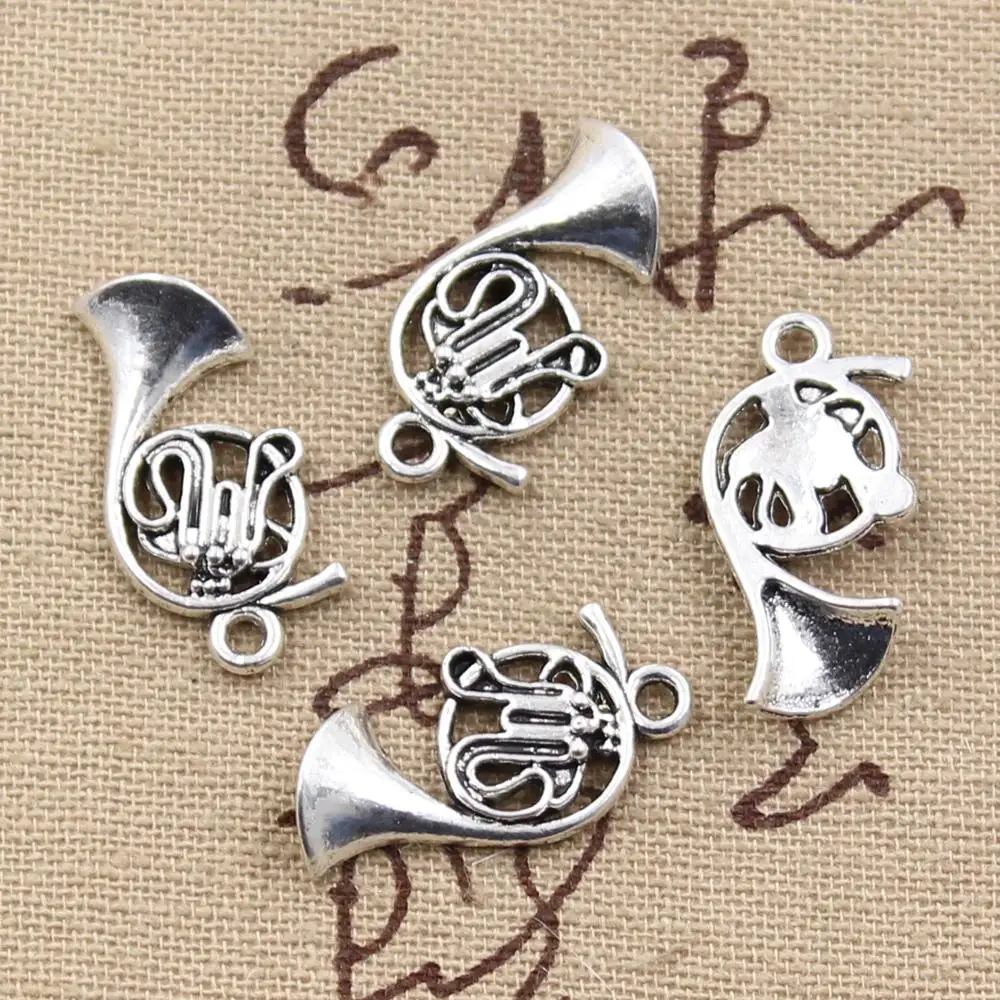 Image of 20 stücke Charms Französisch Horn 23x18mm Antike Silber Farbe Überzogen Anhänger, Die DIY Handgemachten Tibetischen Silber Farbe schmuck