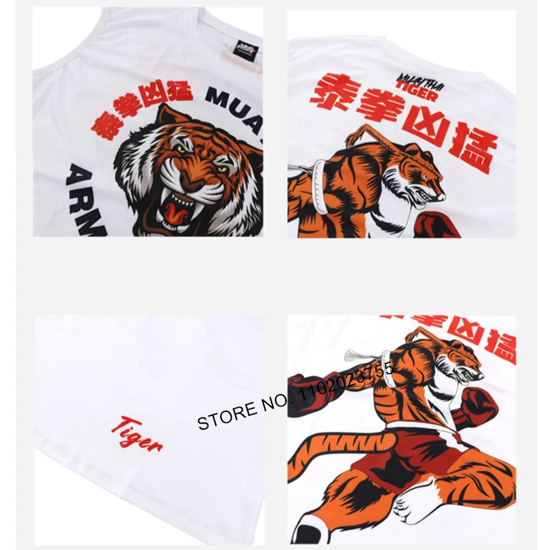 Tiger Boxing T Shirt Sleeveless Vest Tank Top Rashguard Jiu Jitsu Men Women MMA Muay Thai T-Shirt BJJ Kickboxing Fight Jerseys