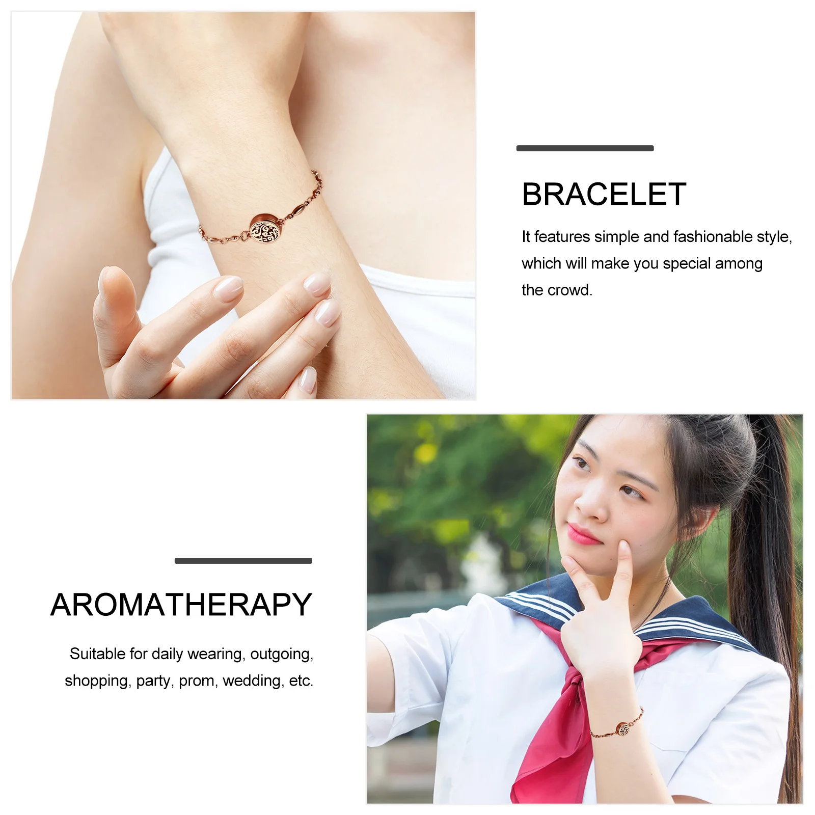 

1Set Perfume Diffuser Bracelet Chic Hollow-Out Aromatherapy Wrist Chain Simple Fashionable Style Gift for Women