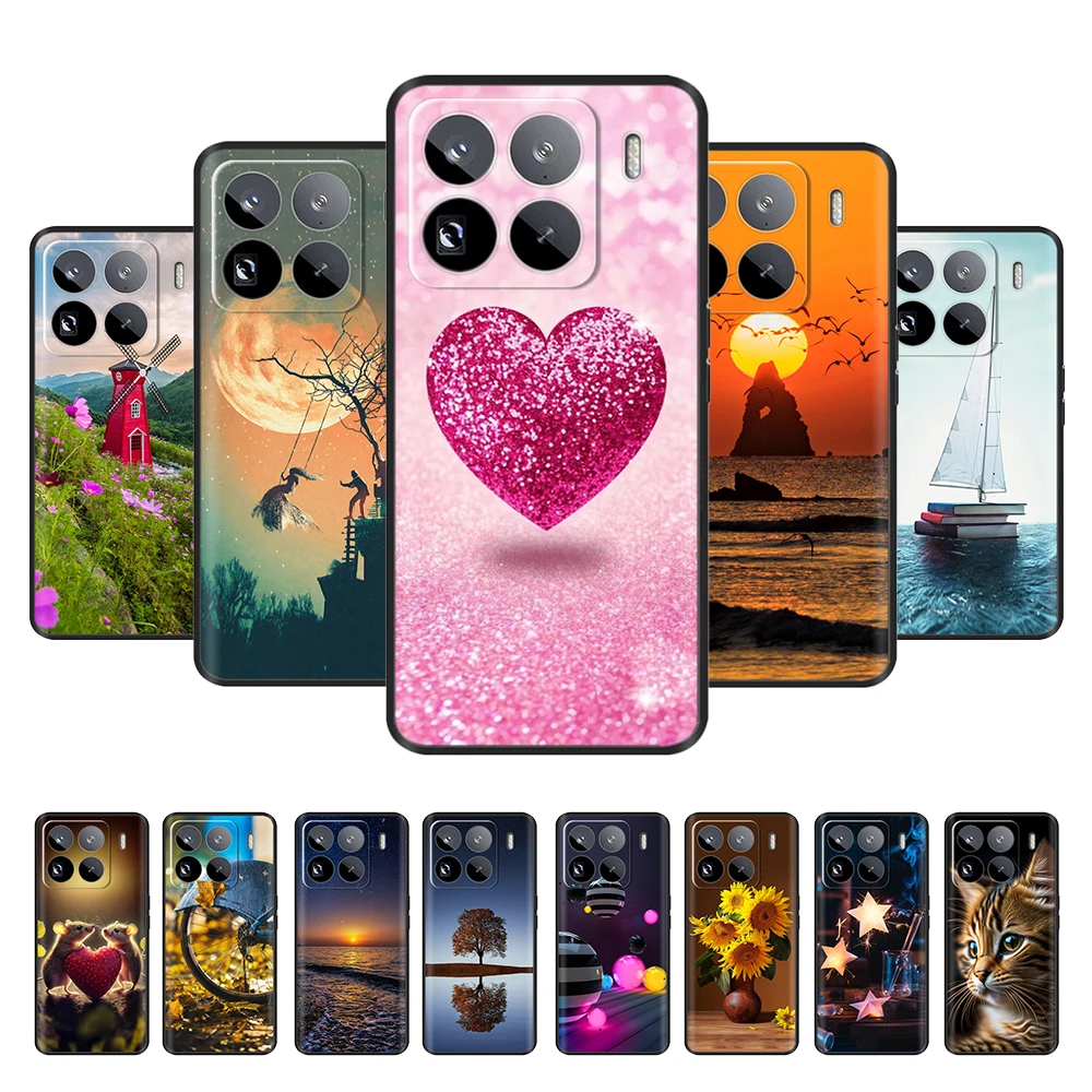 For Xiaomi 15 Case Fashion Heart Flower Marble Funda for Xiaomi 15 Pro Soft Silicone Back Cover For Xiaomi 15 Pro Mi15 Pro Coque