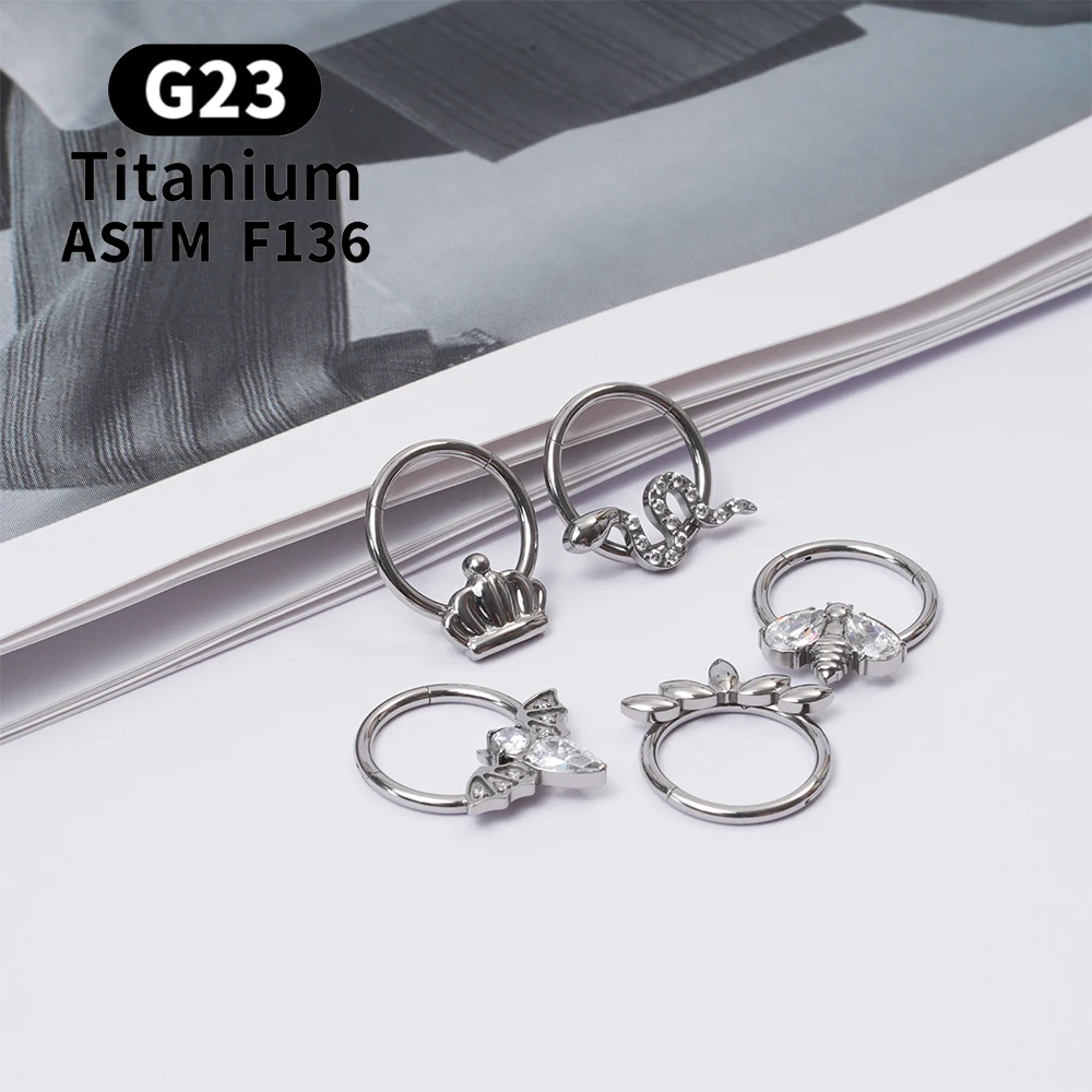 

G23 Titanium Women's earrings Body Jewelry Nose Piercing Ear Cartilage Earring Zircon Hinged Septum Ring