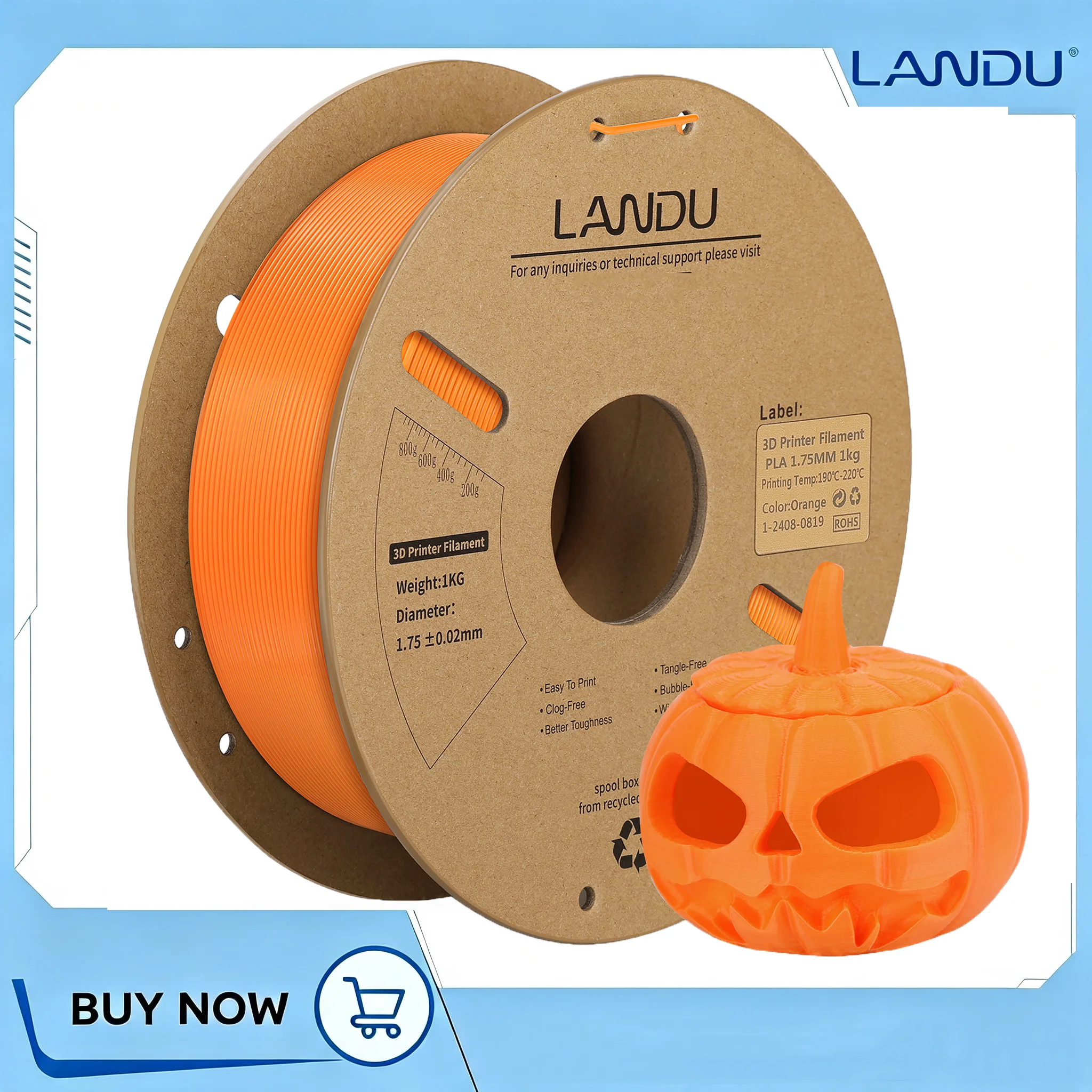 LANDU 3D PLA Filament 1.75mm Standard 1kg/roll Vacuum Packing Eco-Friendly Design In Mind For FDM 3D Printer
