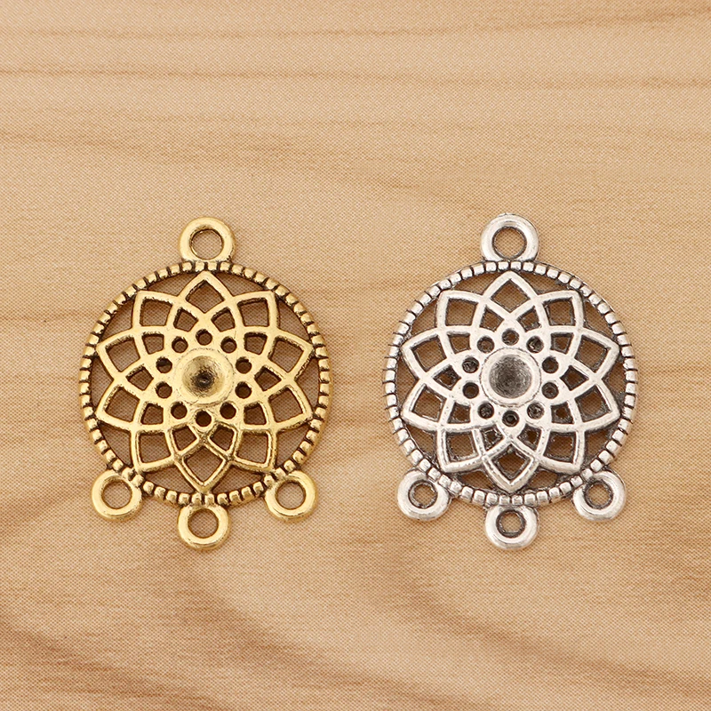 20 Pieces Tibetan Silver/Gold Color 2 Sided Dream Catcher Connectors Charms Pendants for Earrings Jewellery Making Accessories