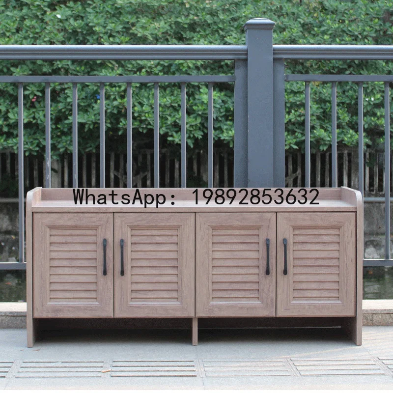 XL Outdoor Aluminum Alloy Shoe Cabinet Villa Garden Courtyard Home Entrance Storage Cabinet Shoe Changing Bench