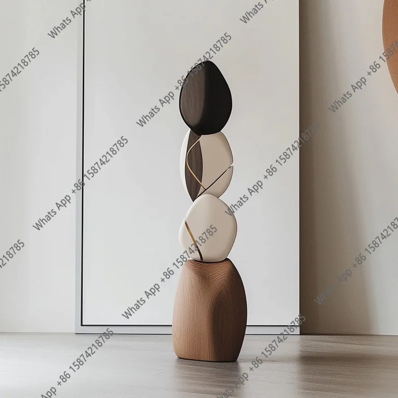 Modern abstract solid wood sculpture ornaments B&B hotel living room entrance floor decoration art installation