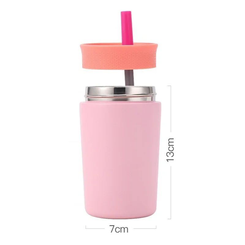 

12oz Kids Straw Tumbler with Pastel Colors 316 Stainless Steel Vacuum Insulated Cup BPA-Free Leakproof Sippy Cup for Toddlers