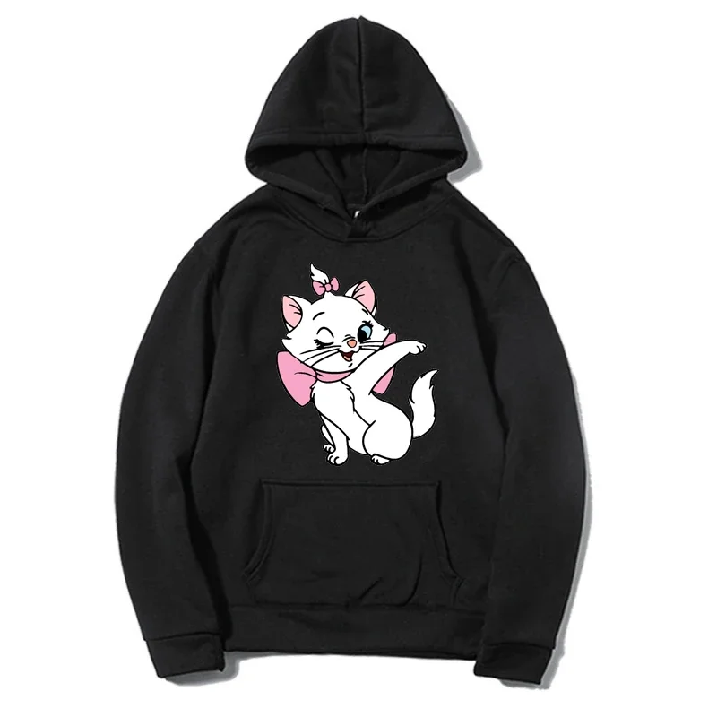 Disney The Aristocats Streetwear Catoon Harajuku Casual Hoodies Cute Fashion Clothes Top Pullover Loose Spring Autumn Coat Print