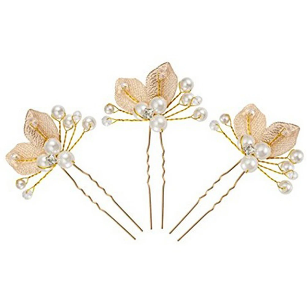 

4pcs Pins Alloy Hairpins Rhinestone Headwear Stick nament Women Rhinestone Headwear Hair Accessories U Shape Headdress