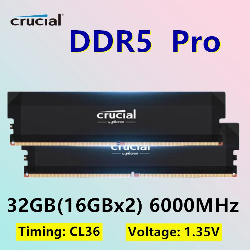 

Crucial game Memory DDR5 Pro RAM 32GB(16GBx2) / 48GB (2x24GB) 6000mhz Desktop RAM UDIMM Overclocking game memory OEM package