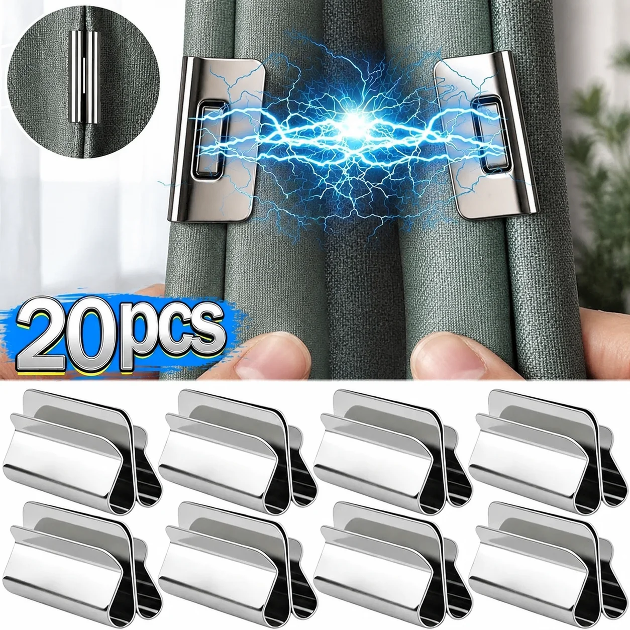 2-20Pcs Magnetic Curtain Clips Buckle Strong Magnets Blackout Light Leaking Prevention Closure Weights for Bedroom Home Office