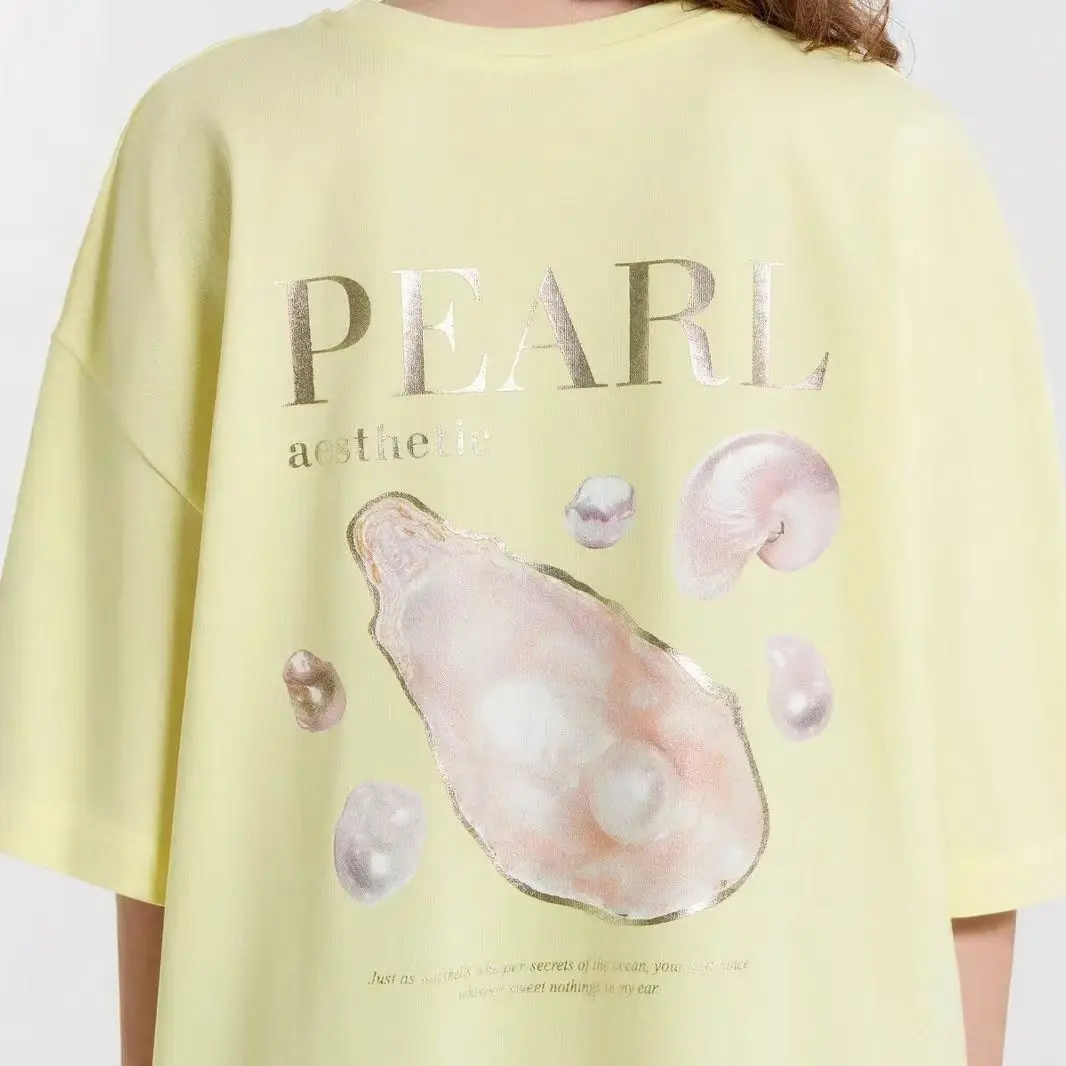 Vintage Seafood Print Graphic T Shirts Women Korean Fashion Short Sleeve Tees American Streetwear T-shirts Kawaii Y2K Clothes