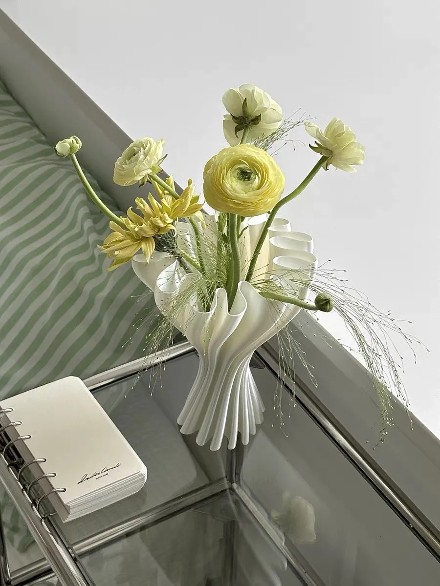 

Креативная художественная ваза-ведро с 3D-печатью, изысканная светопрозрачная люксовая ваза для цветов, декор для гостиной