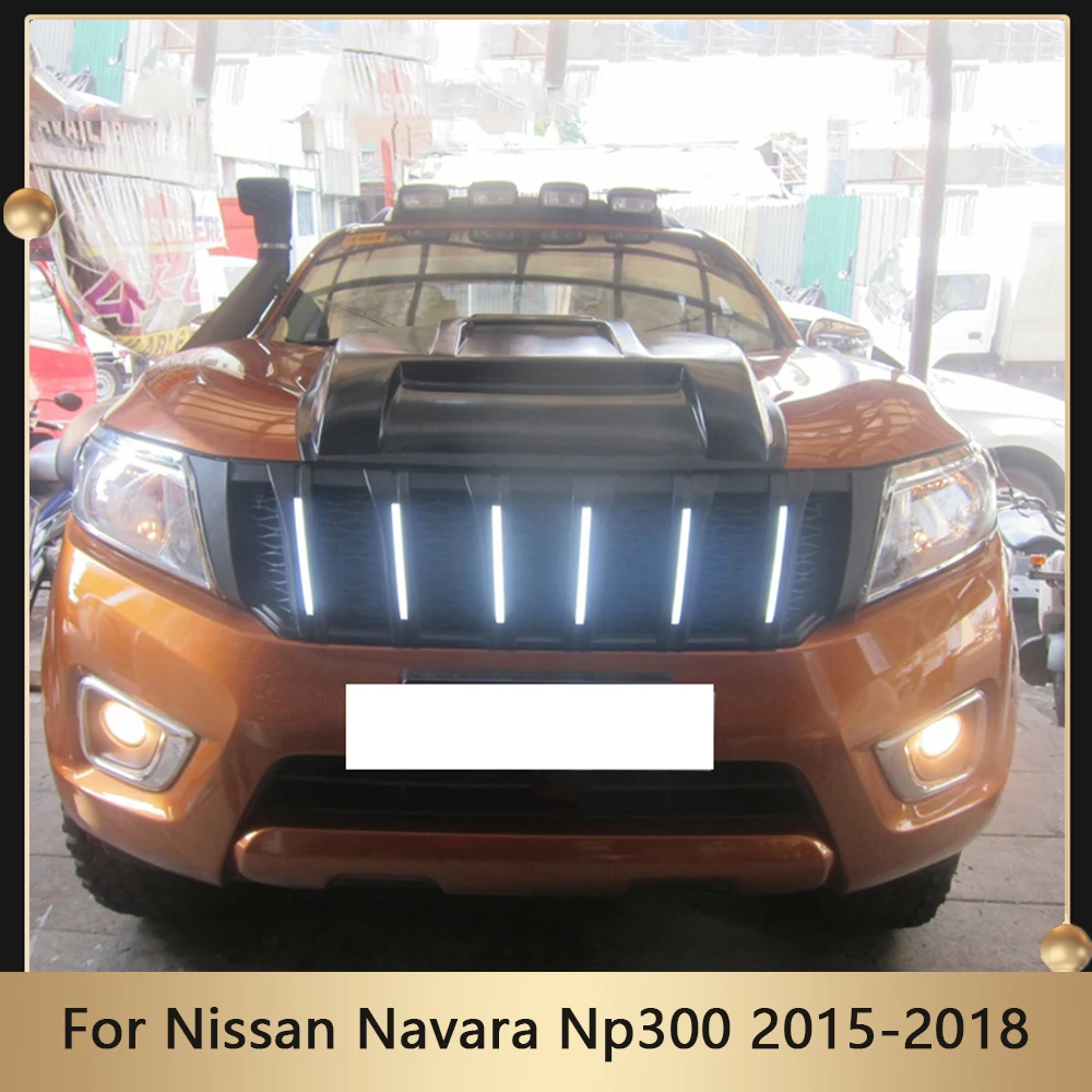 

Car ABS Front Grill Racing Grills With LED Grille Decoration Bumper Guard Grid For Nissan Navara Np300 2015 2016 2017 2018