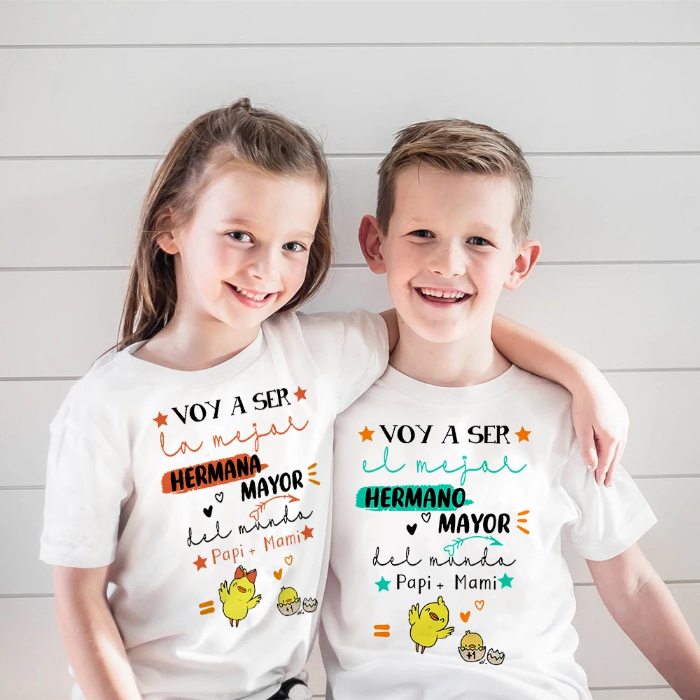 

I'm Going To Be The Best Big Brother Big Sister in The World Print T-shirt Pregnancy Announcement Kids Shirt Children Summer Tee