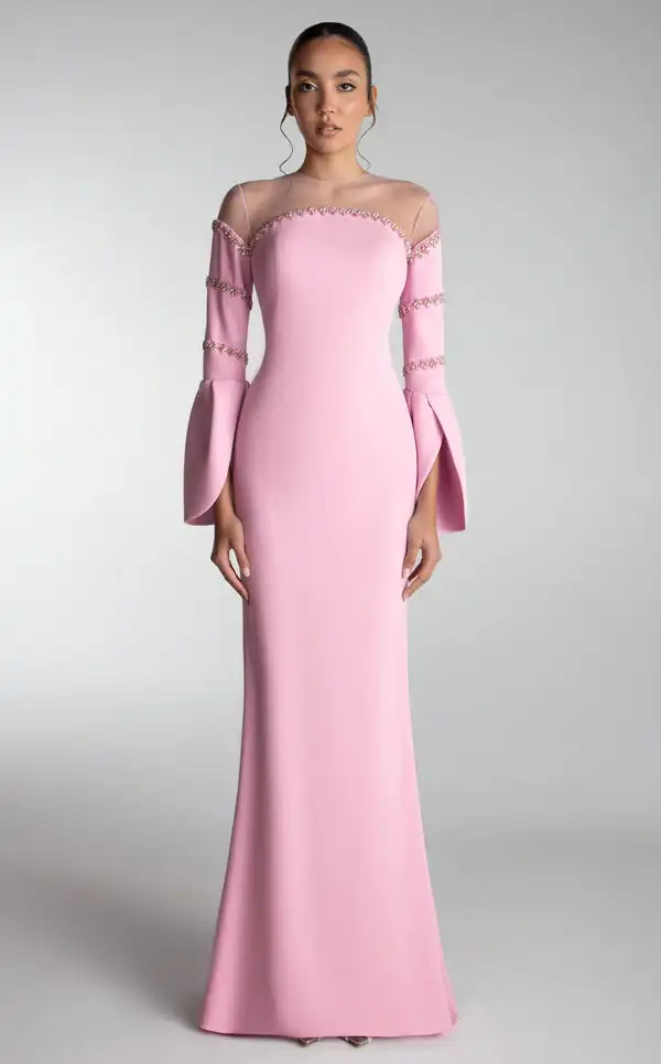 

Классические простые джерси со стразами по индивидуальному заказу, прямые длинные платья с высоким воротником, платья для особых случаев на заказ, доступны изысканные размеры