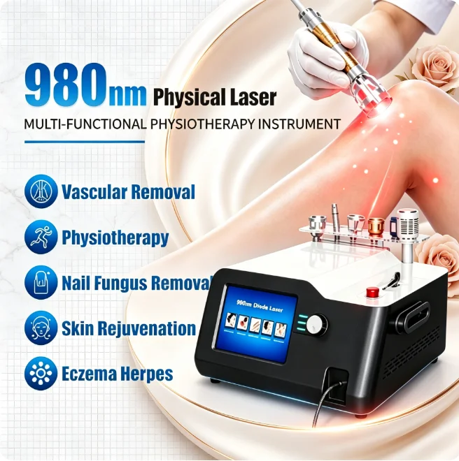 Nail Fungus Treatment Vascular Removal 5‑in‑1 980nm Diode Laser Machine Physiotherapy Pain Relief Skin Rejuvenation Salon Use