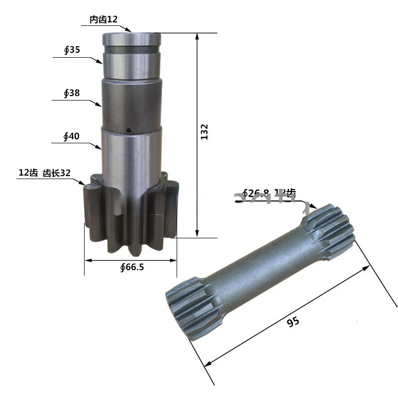 For Kubota Mini Excavator Parts U17 Rotary Vertical Shaft Center Gear Shaft Swing Motor Parts