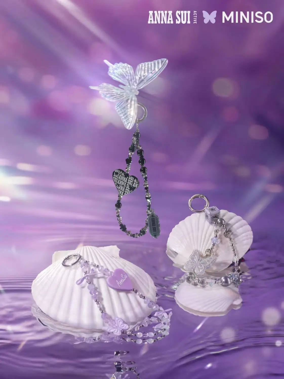 

Anna Sui Sporty Purple Butterfly Keychain for Women, Trendy Cute Jewelry Gift Accessories, Durable Butterfly Charm Key Ring