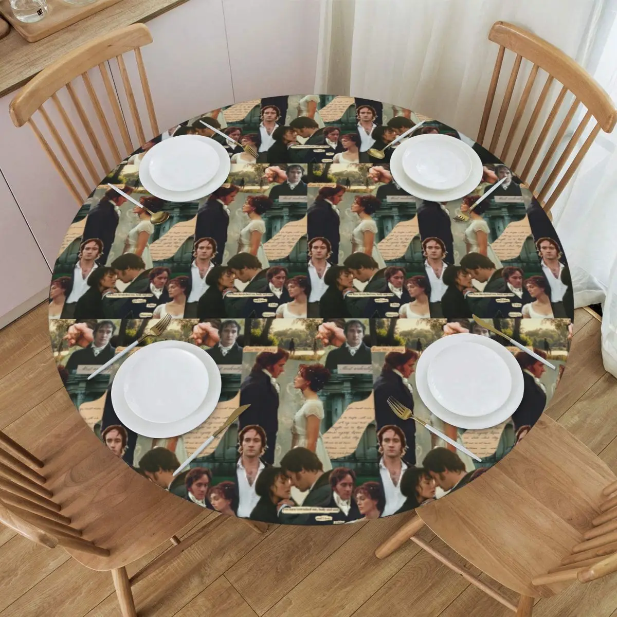 90s Fitzwilliam Darcy Pride And Prejudice Waterproof Round Tablecloth Oilproof Table Cloth for Kitchen Events Dining Table Cover