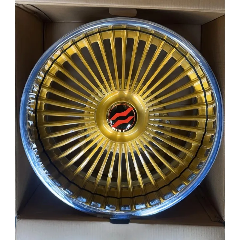 22-26 Inch 2-Piece Floating Center Cap Forged Wheels Gold Face Chrome Lip Luxury Aftermarket High-End Car Rims