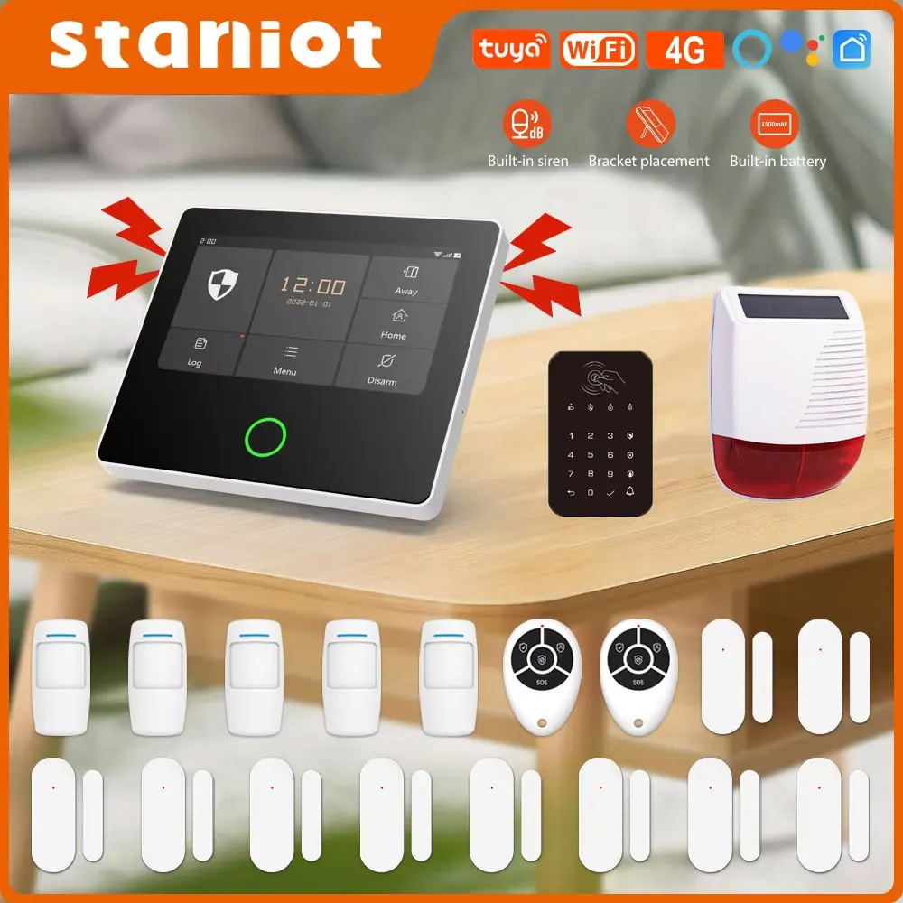 Staniot WiFi 4G System alarmowy do domu bezprzewodowy ochronny zabezpieczający Tuya inteligentny Alarm domowy czujniki wbudowany