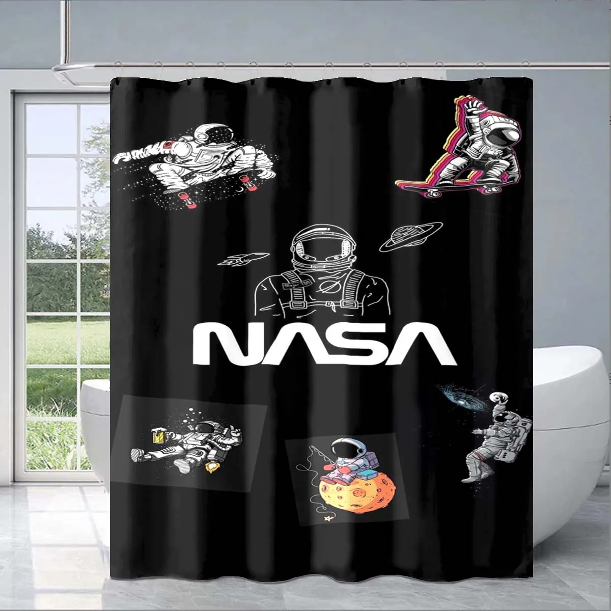 

Aviation Nasa Logo Exquisite Shower Curtain Fashionable Decorative Gift Adult Children's Bathroom Waterproof Mildew-proof